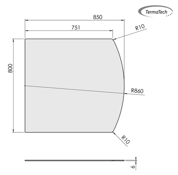 Gulvplade flad bue 800x850mm