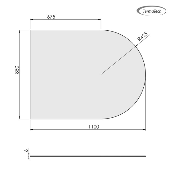 Gulvplade halvrund 850x1100mm