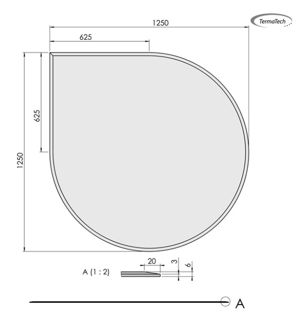 Gulvplade dråbe 1250x1250mm