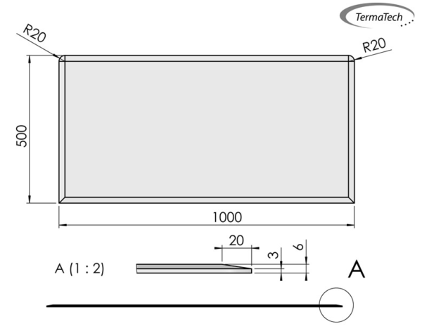 Gulvplade firkantet 500x1000mm