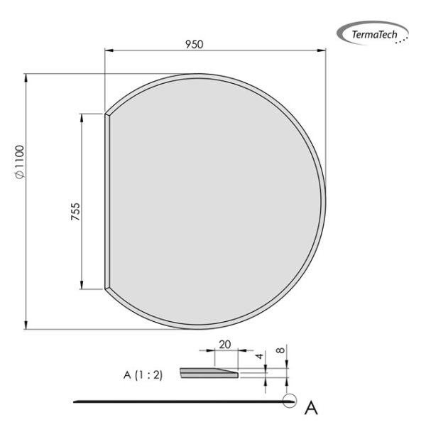 Gulvplade cirkel 1100x950mm